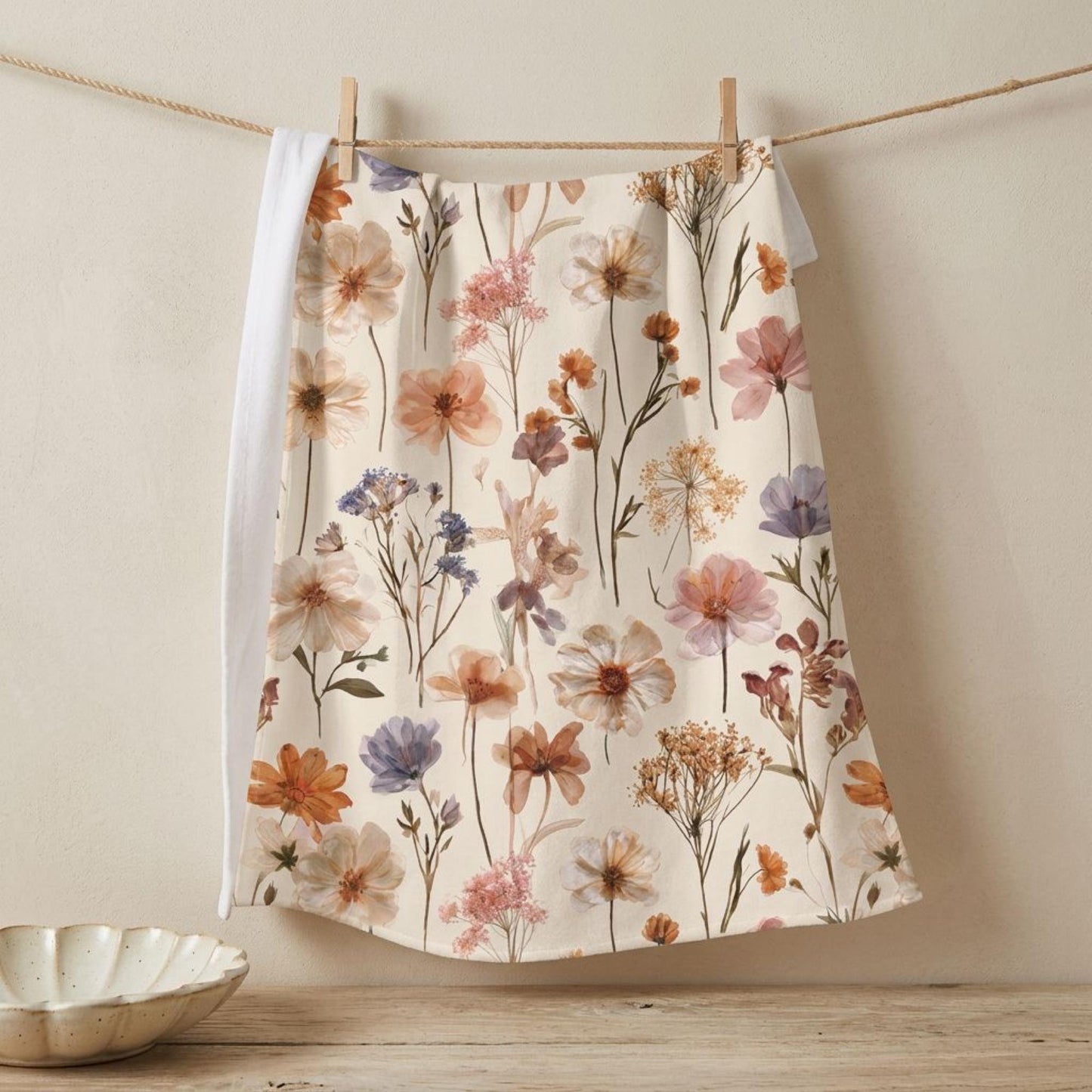 Wildflower Tea Towel Boho Floral Interior Kitchen Decor Gift for Hostess Entertaining Essential Home Farmhouse Cottagecore Aesthetic