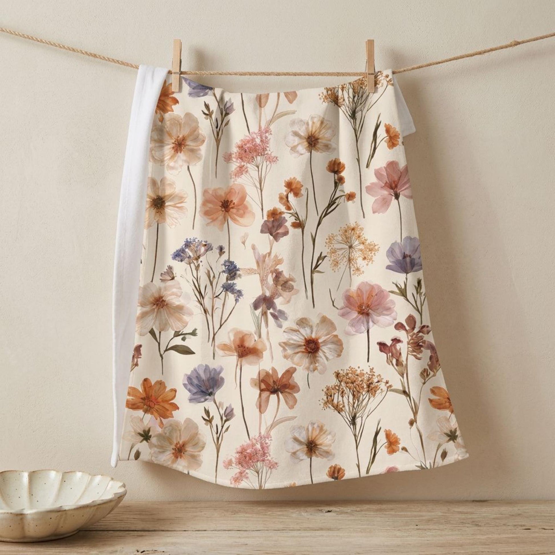 Wildflower Tea Towel Boho Floral Interior Kitchen Decor Gift for Hostess Entertaining Essential Home Farmhouse Cottagecore Aesthetic