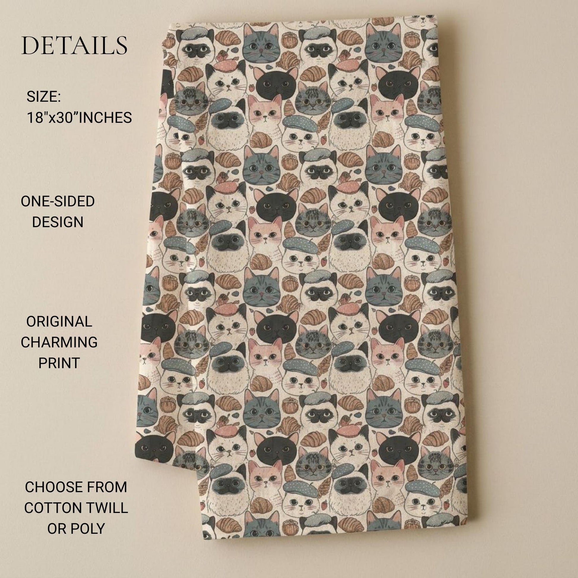 Cat Lover Kitchen Gift for Cat Parent Animal Lover Wine Enthusiast Hostess Gift for Entertainer Bakery Theme Small Area Feline Pattern Mat