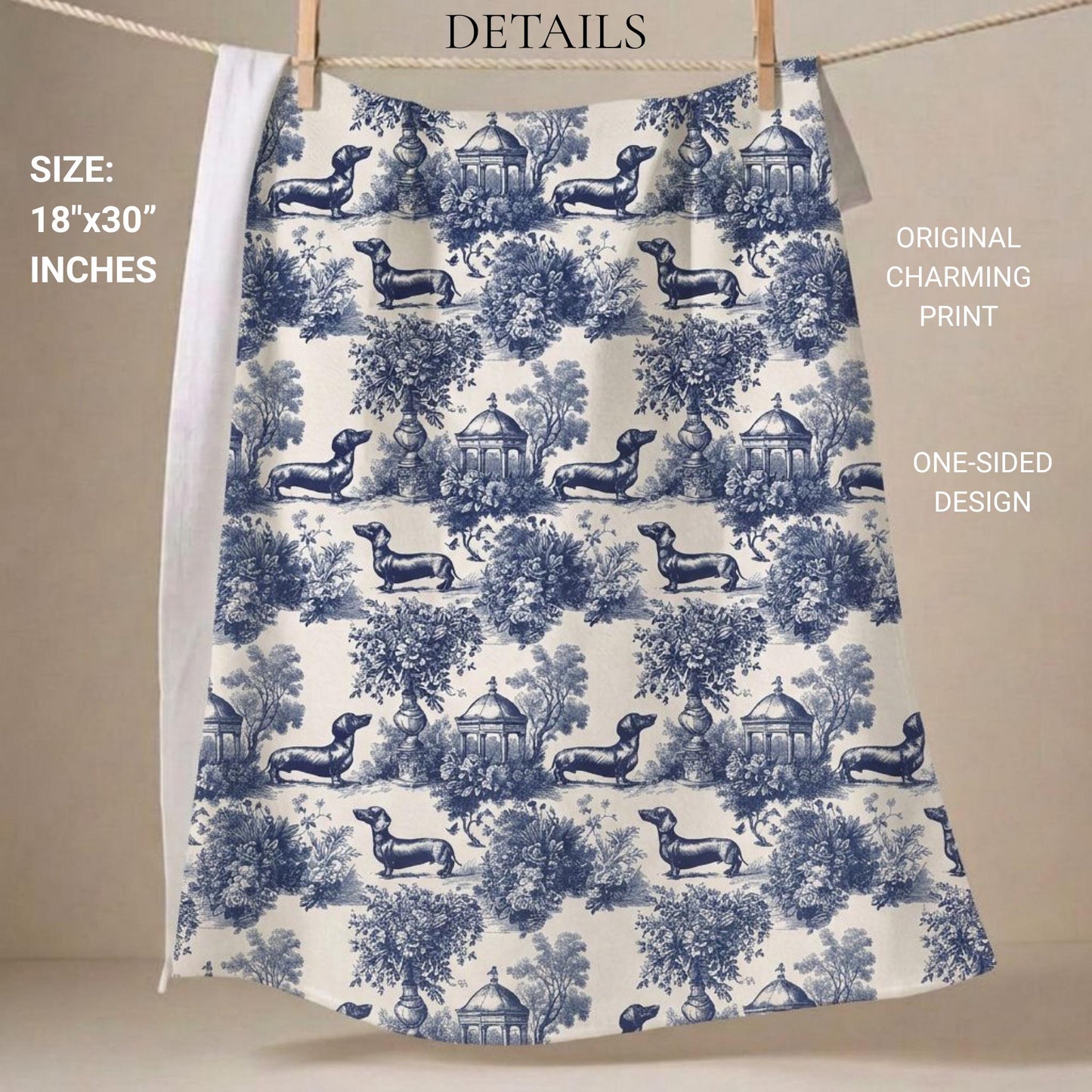 Dachshund Kitchen Tea Towel French Toile Gift Parent Dog Mom Dad Wiener Pet Parent Kitchen Decor Dachshund Pet Animal Lover Birthday Gift