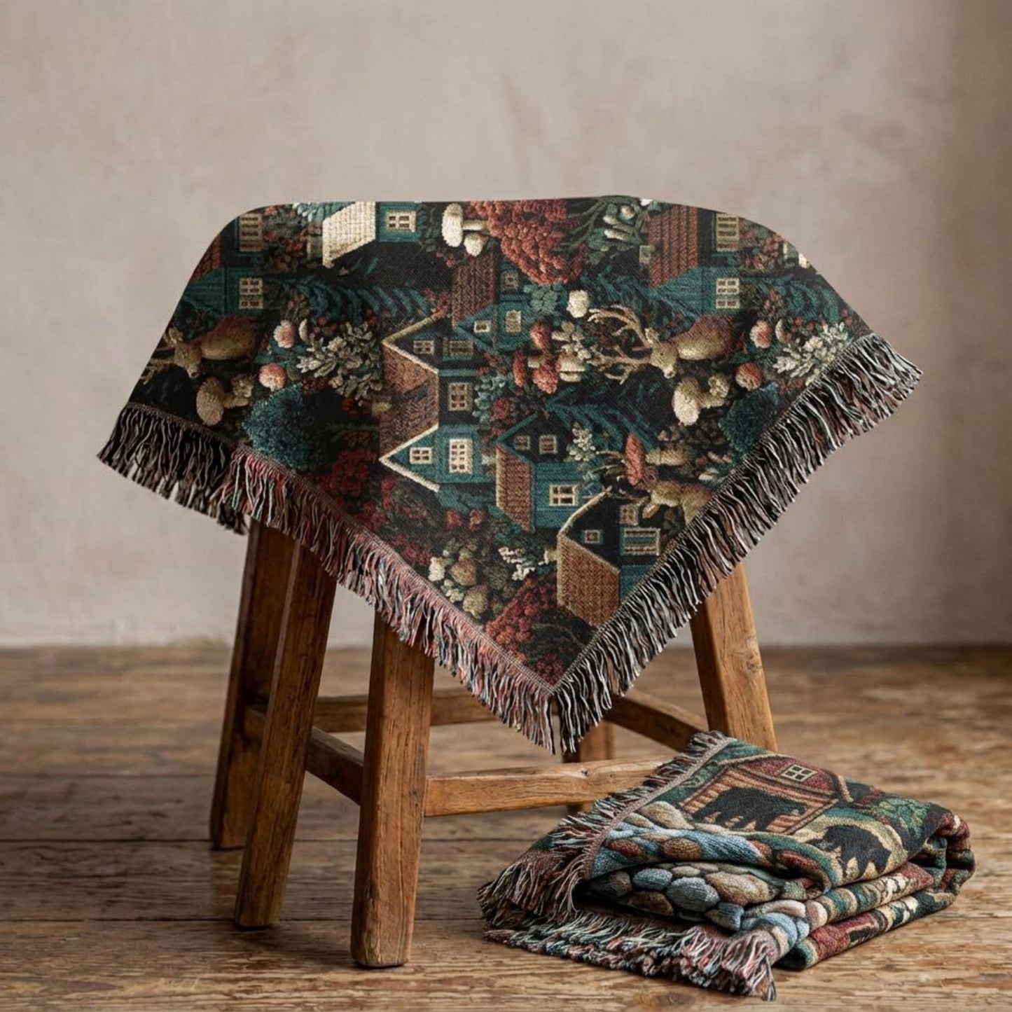 Autumn Throw Blanket Tapestry Woven Wildlife Country Rustic Home Design Living Room Throw Holiday Blanket Cottagecore Farmhouse Cottage