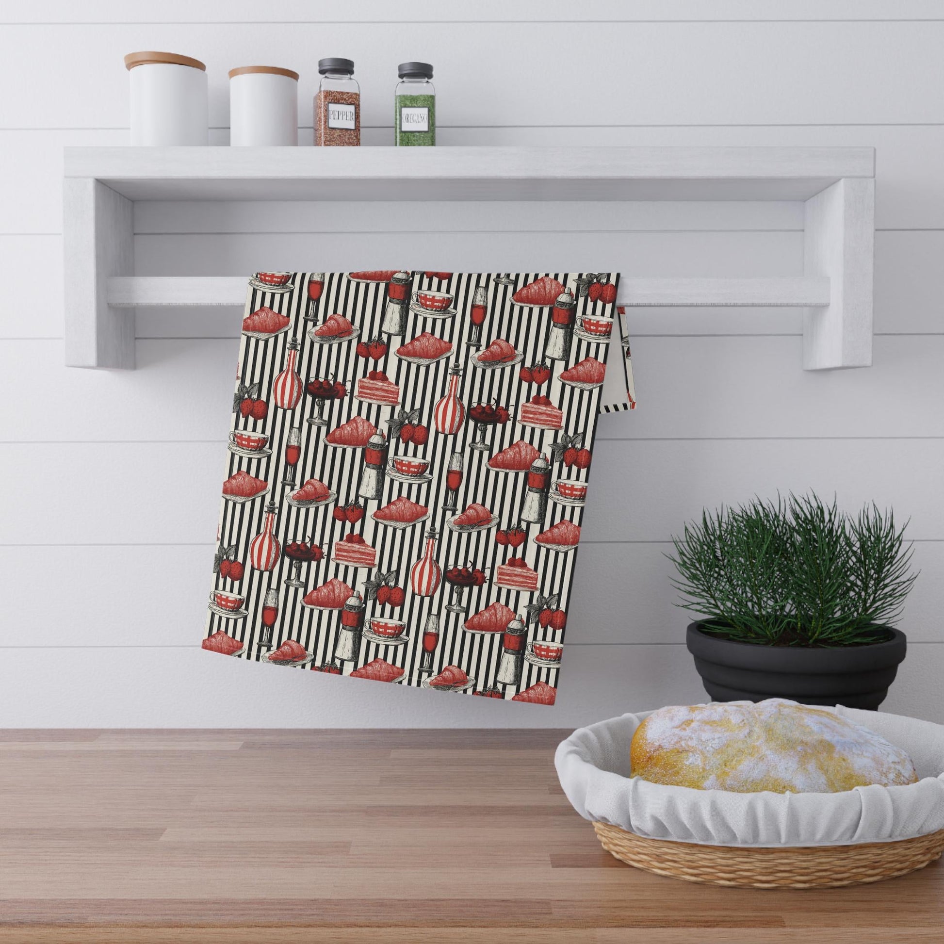 French Kitchen Towel Parisian Party Table Setting European Kitchen Tea Towel Host Gift Hostess Entertaining Cotton Towel Bakery Design