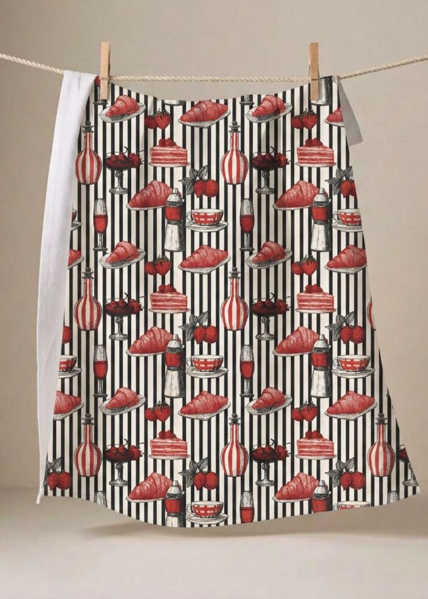 French Kitchen Towel Parisian Party Table Setting European Kitchen Tea Towel Host Gift Hostess Entertaining Cotton Towel Bakery Design