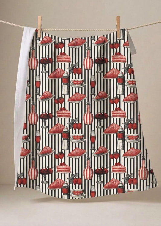 French Kitchen Towel Parisian Party Table Setting European Kitchen Tea Towel Host Gift Hostess Entertaining Cotton Towel Bakery Design