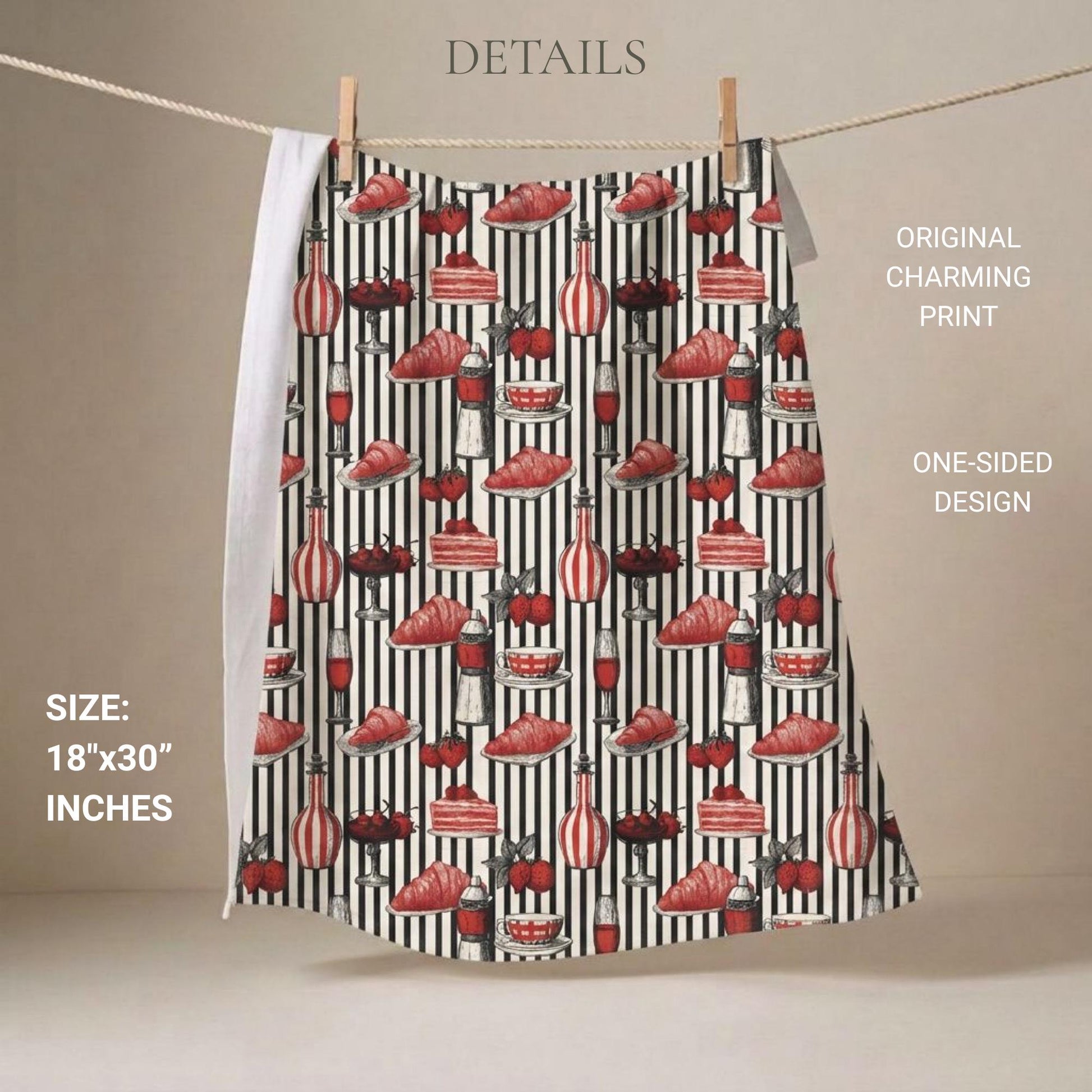 French Kitchen Towel Parisian Party Table Setting European Kitchen Tea Towel Host Gift Hostess Entertaining Cotton Towel Bakery Design