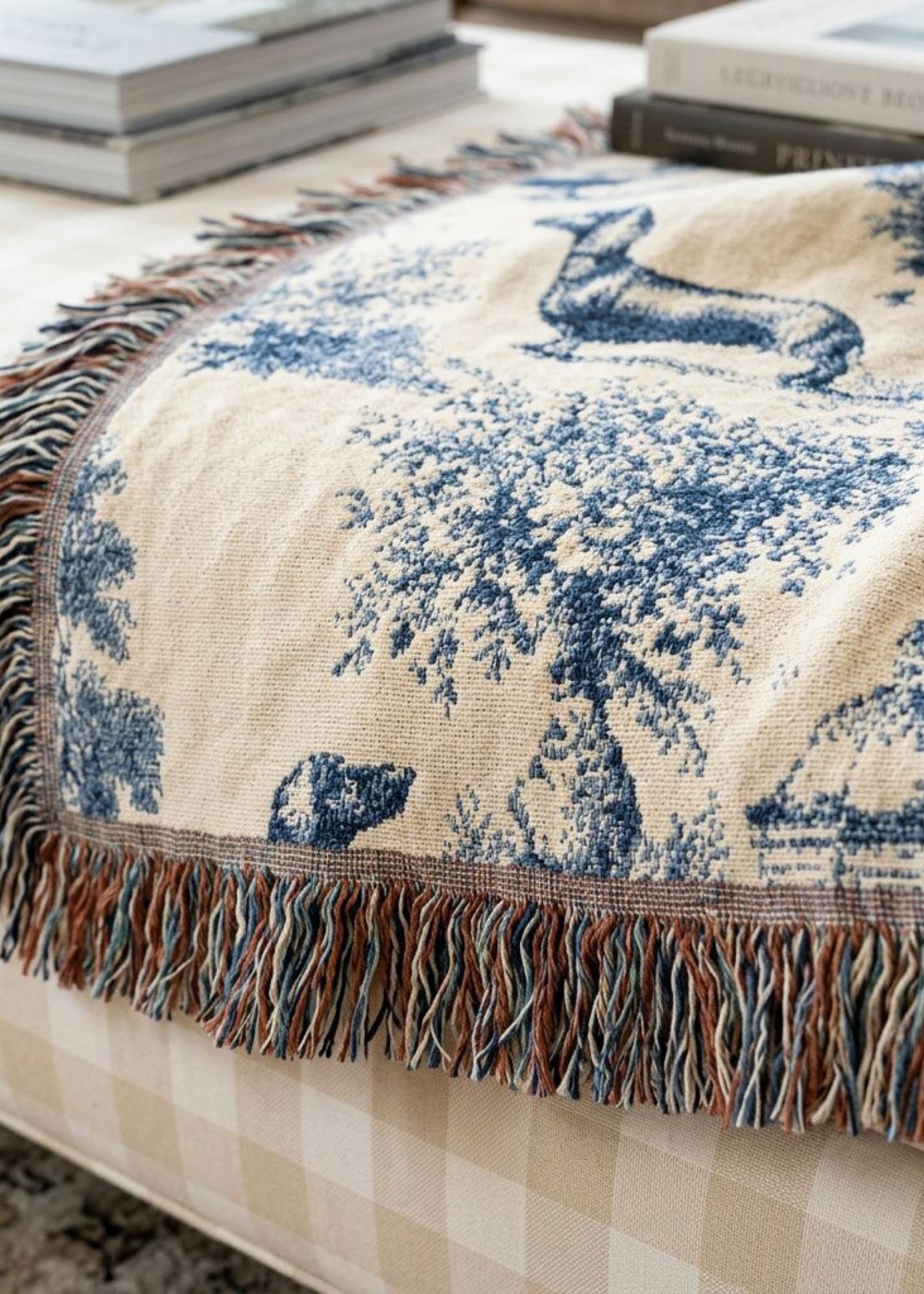 Dachshund Throw Blanket Pet Lover Wiener Dog Cotton Woven Blue Toile Garden Tapestry Parent New Pet Dachshund Breed Dog Lover Couch Lap Sofa