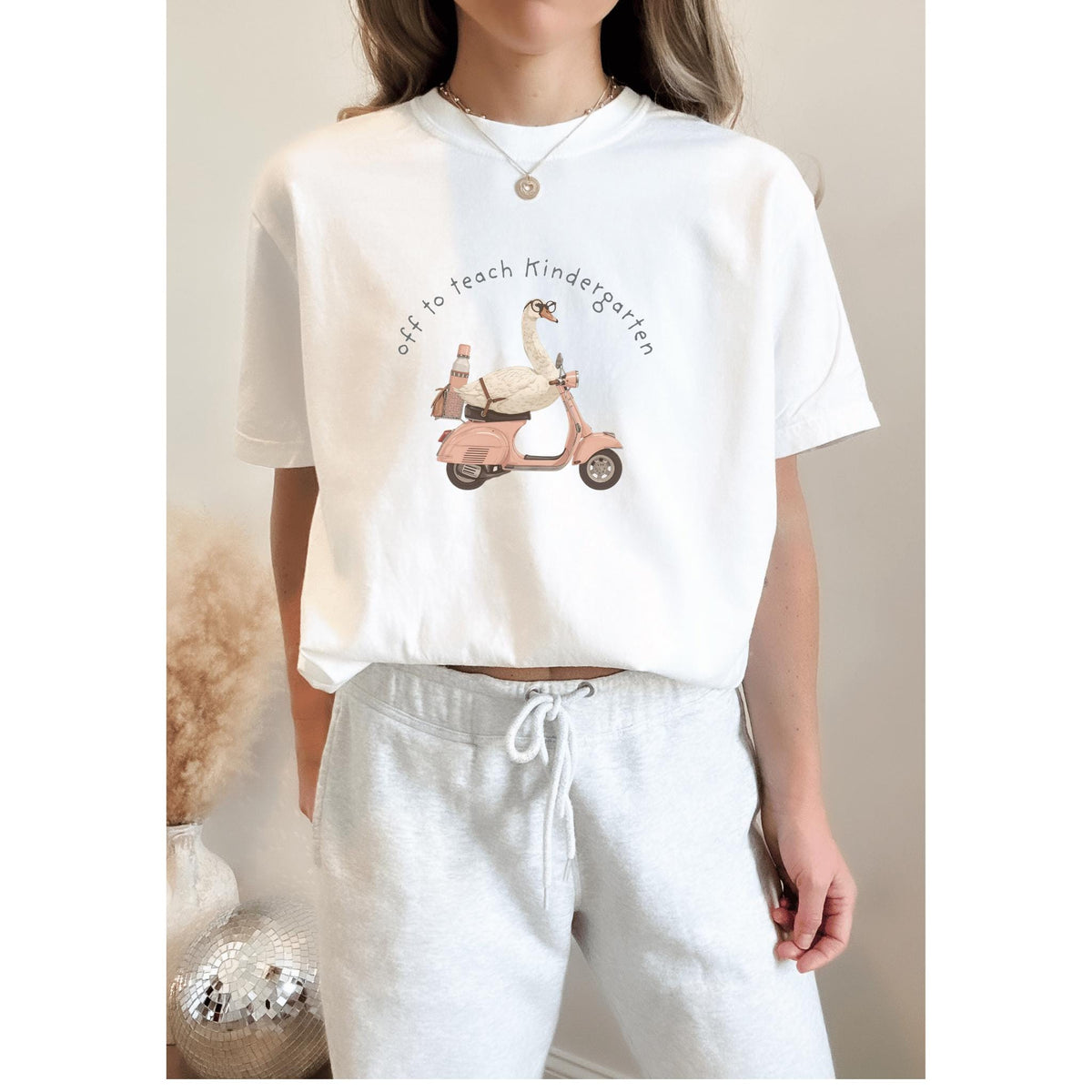 Kindergarten Teacher Back to School T-Shirt Casual School Grade Level Classroom Graphic Tee Cottagecore Retro Off to Goose Scooter Shirt