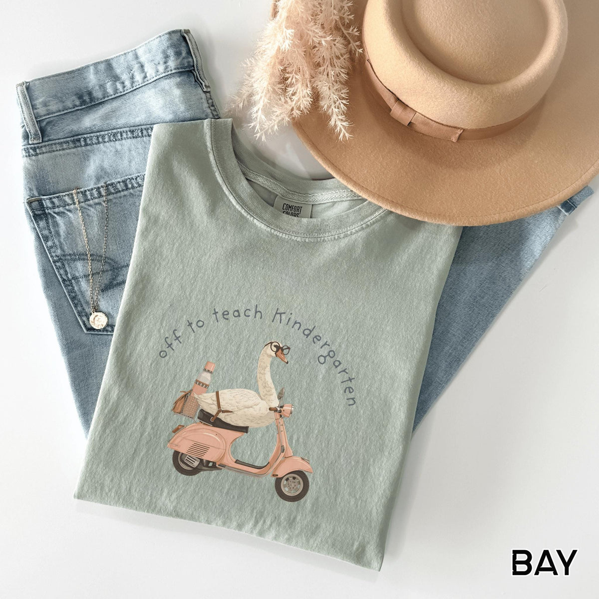 Kindergarten Teacher Back to School T-Shirt Casual School Grade Level Classroom Graphic Tee Cottagecore Retro Off to Goose Scooter Shirt