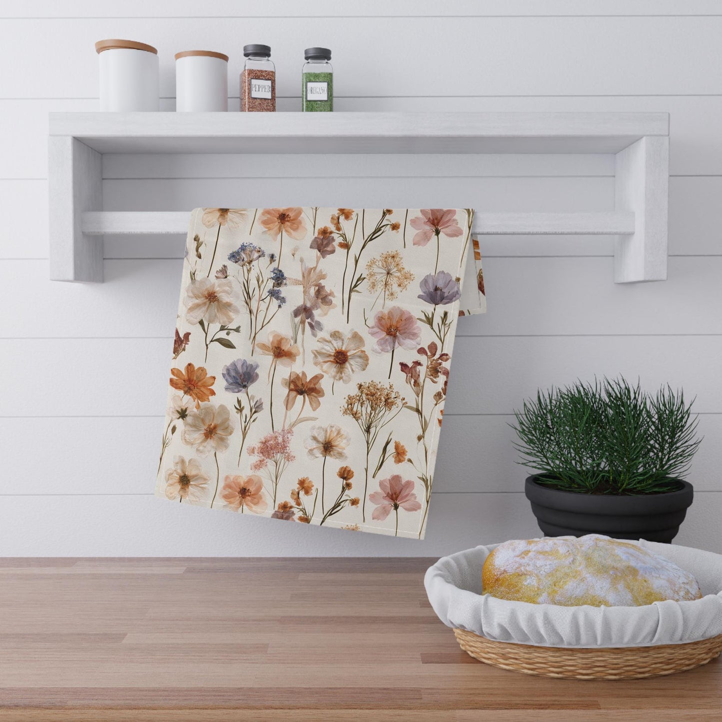 Wildflower Tea Towel Boho Floral Interior Kitchen Decor Gift for Hostess Entertaining Essential Home Farmhouse Cottagecore Aesthetic