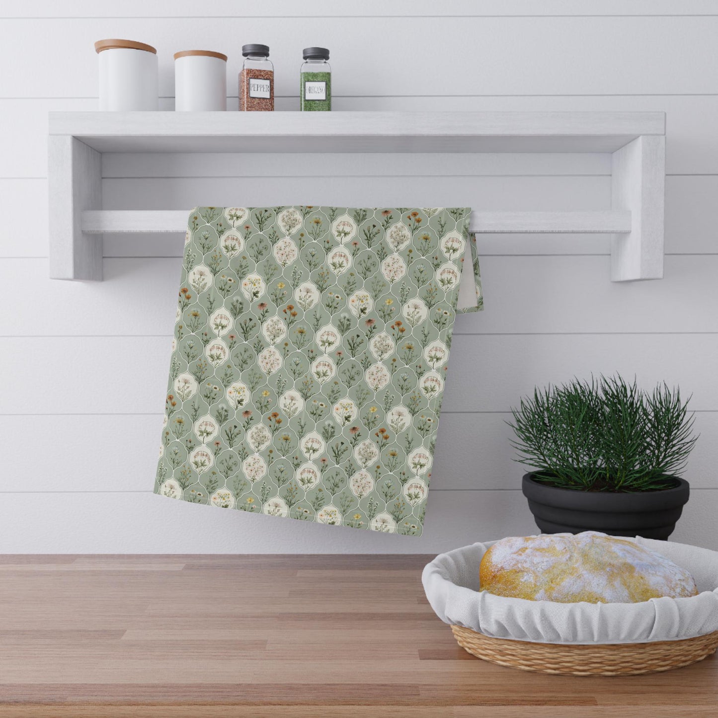 Floral Kitchen Towel Farmhouse Gift for Host Hostess Housewarming Party Client New Homemaker Present Botanical Wildflower Kitchen Decor