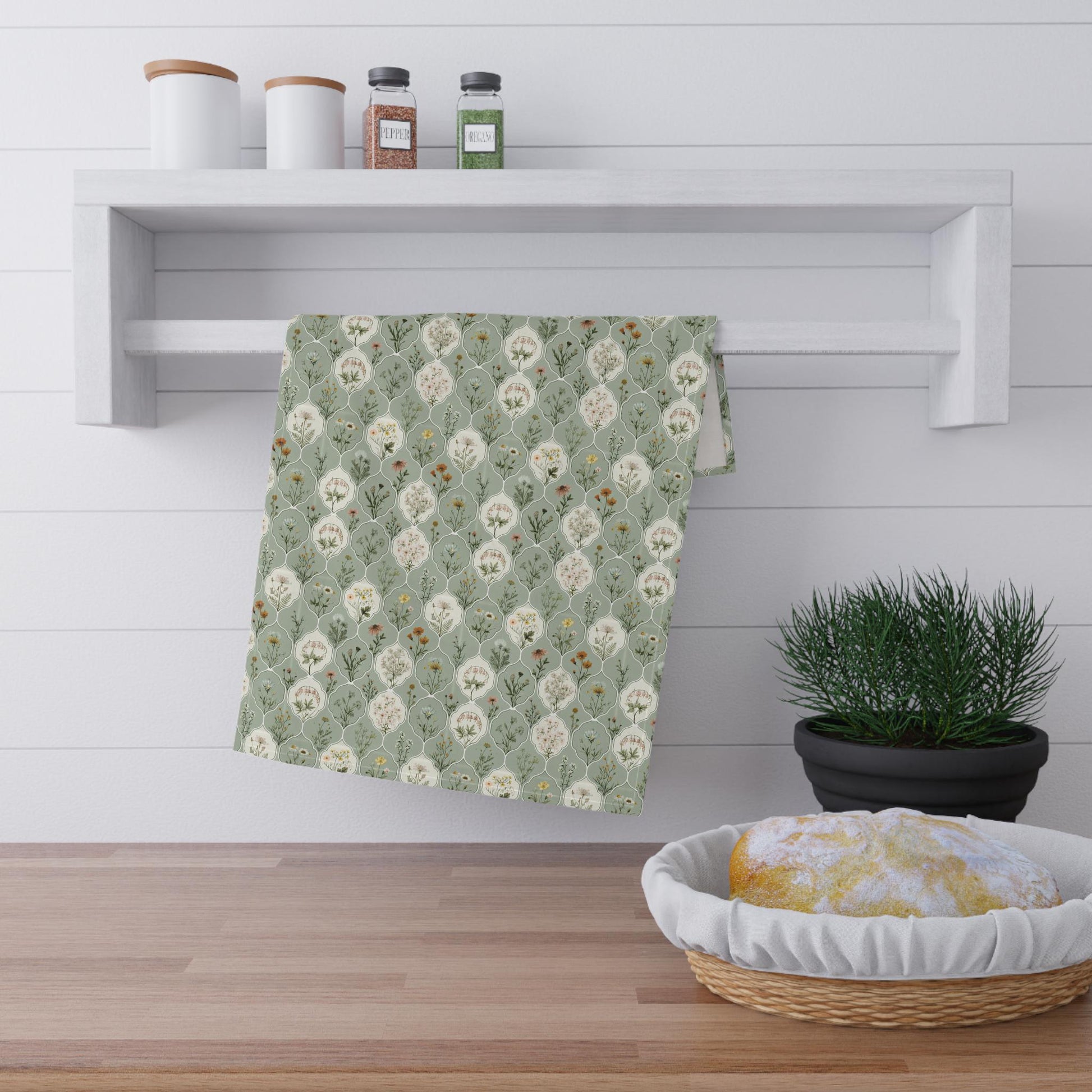 Floral Kitchen Towel Farmhouse Gift for Host Hostess Housewarming Party Client New Homemaker Present Botanical Wildflower Kitchen Decor