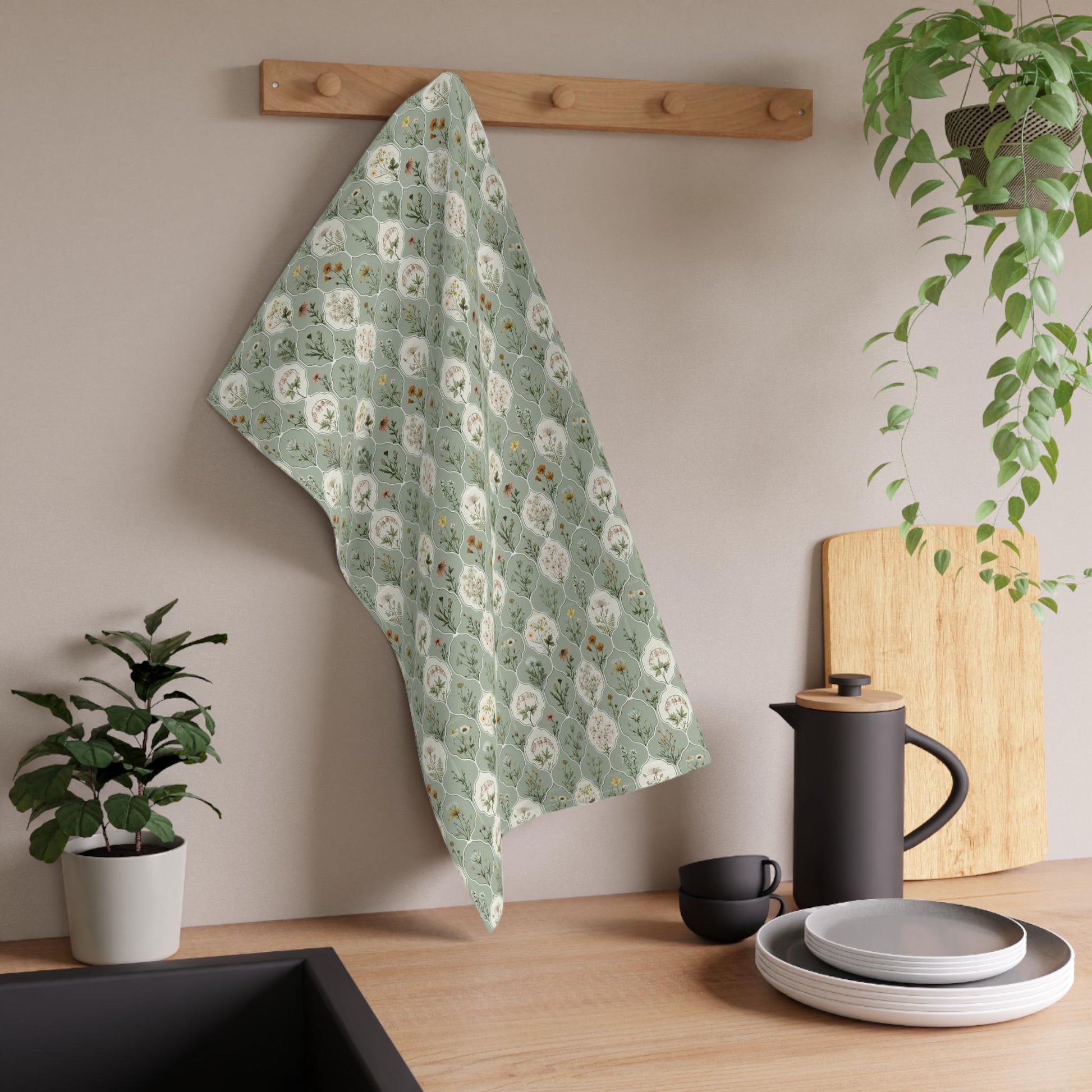 Floral Kitchen Towel Farmhouse Gift for Host Hostess Housewarming Party Client New Homemaker Present Botanical Wildflower Kitchen Decor