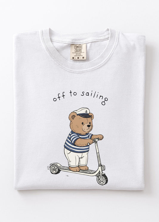 Beach Life Tshirt Cottagecore Bear Graphic Top Coastal Sailing Outfit Nautical Theme Tee Casual Wear Beach Destination Vacation T-shirt
