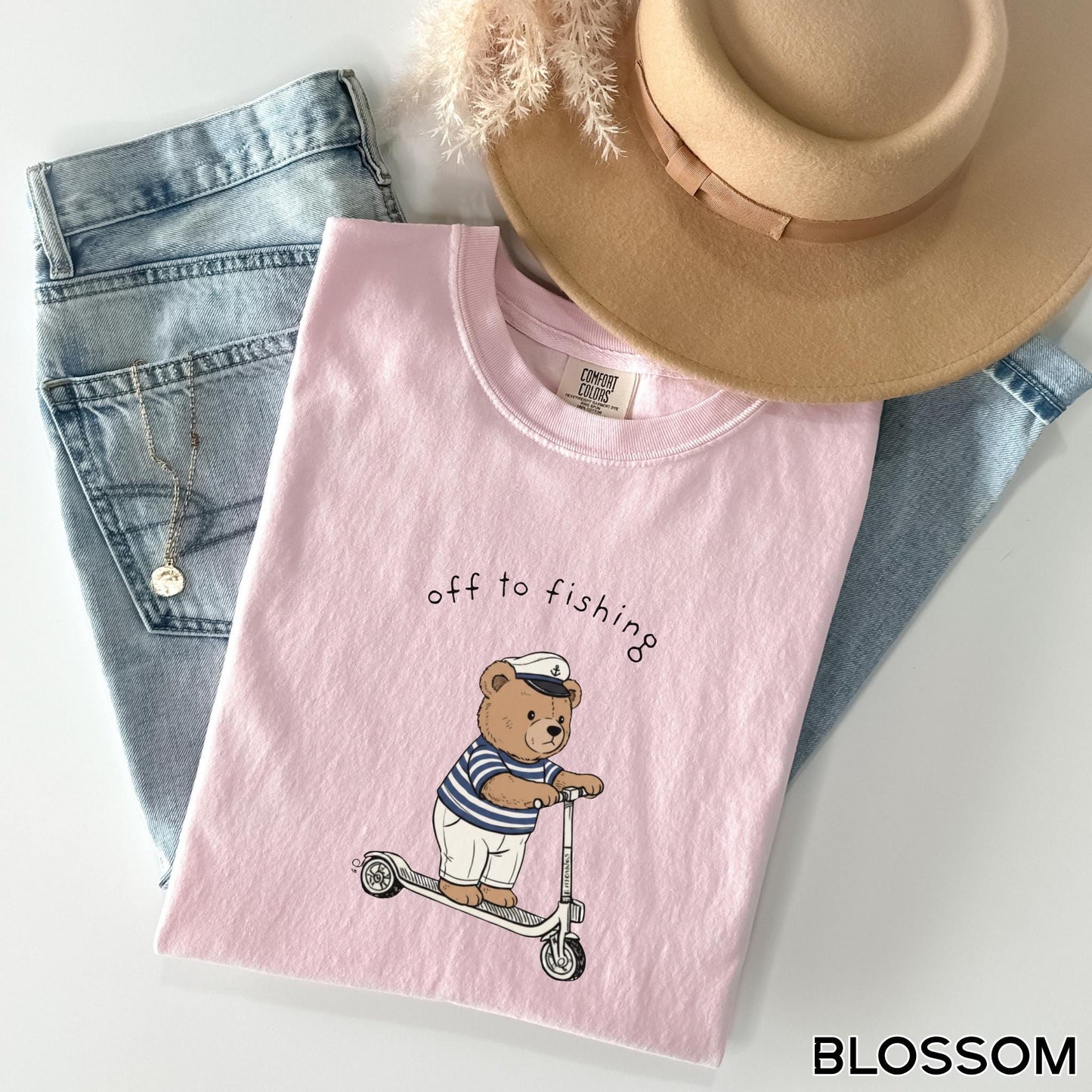 Retro Graphic Nautical Beach Life Tshirt Comfort Color Dyed T-shirt Cottagecore Oversized Lake Life Bear Tee Off to Scooter Fishing Lover