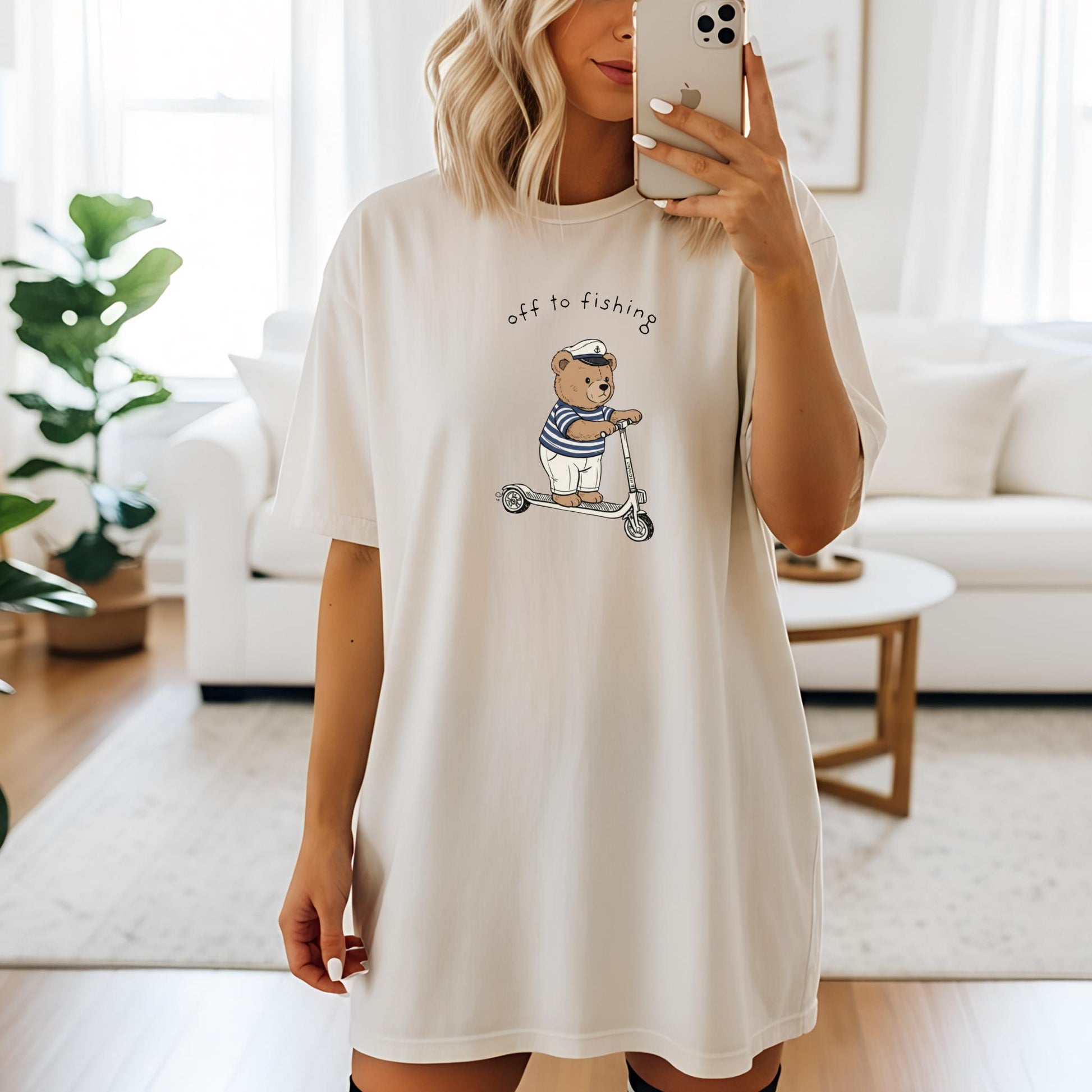 Retro Graphic Nautical Beach Life Tshirt Comfort Color Dyed T-shirt Cottagecore Oversized Lake Life Bear Tee Off to Scooter Fishing Lover