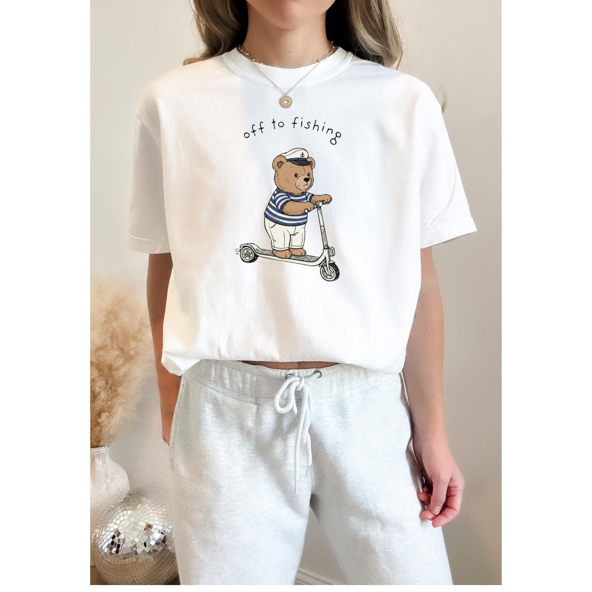 Retro Graphic Nautical Beach Life Tshirt Comfort Color Dyed T-shirt Cottagecore Oversized Lake Life Bear Tee Off to Scooter Fishing Lover