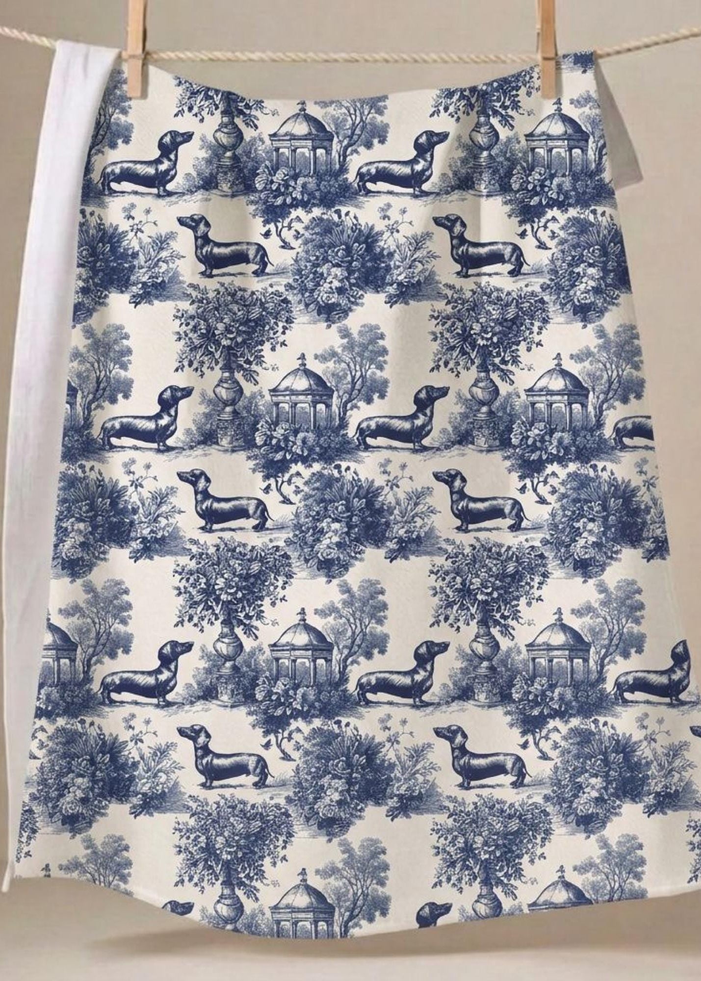 Dachshund Kitchen Tea Towel French Toile Gift Parent Dog Mom Dad Wiener Pet Parent Kitchen Decor Dachshund Pet Animal Lover Birthday Gift