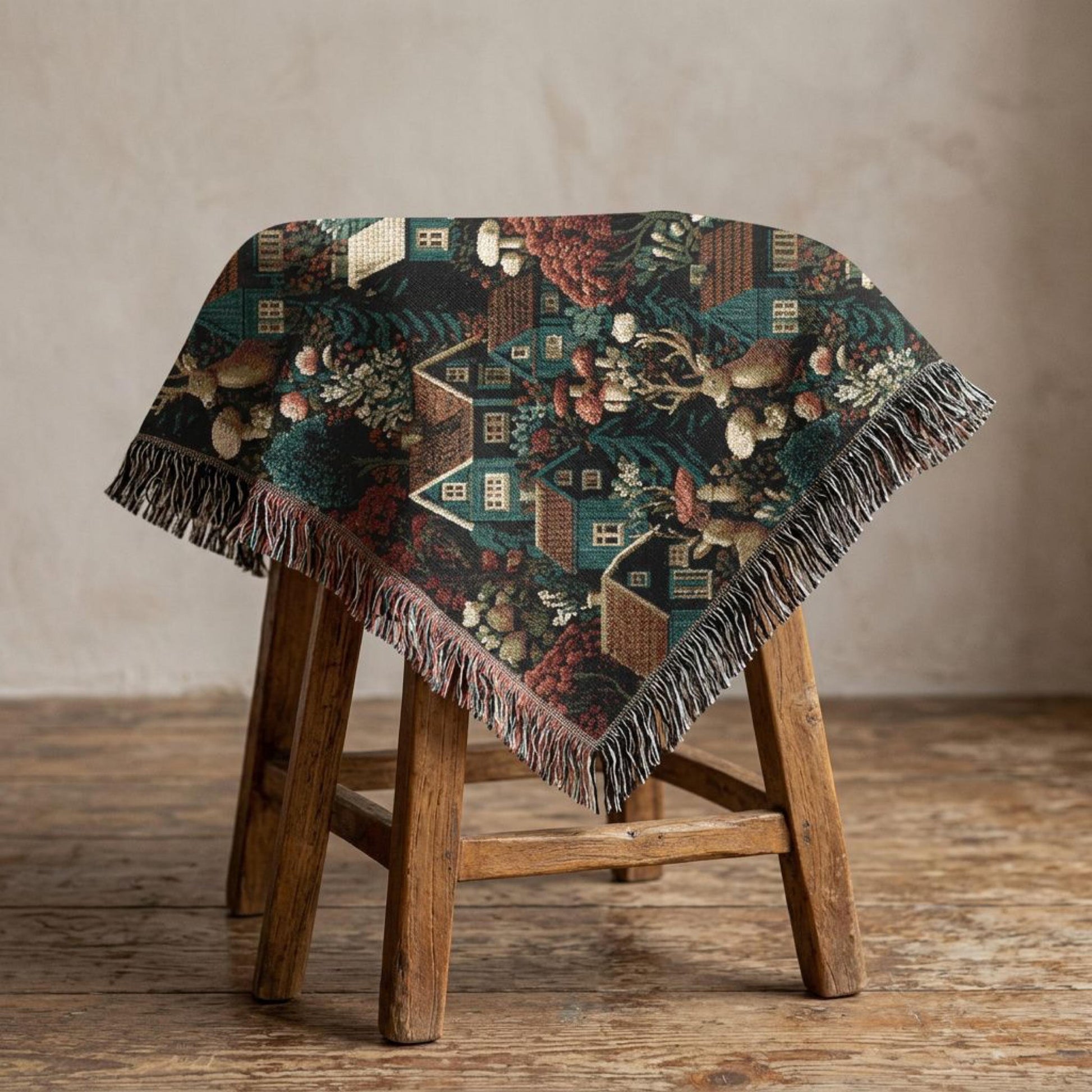 Autumn Throw Blanket Tapestry Woven Wildlife Country Rustic Home Design Living Room Throw Holiday Blanket Cottagecore Farmhouse Cottage