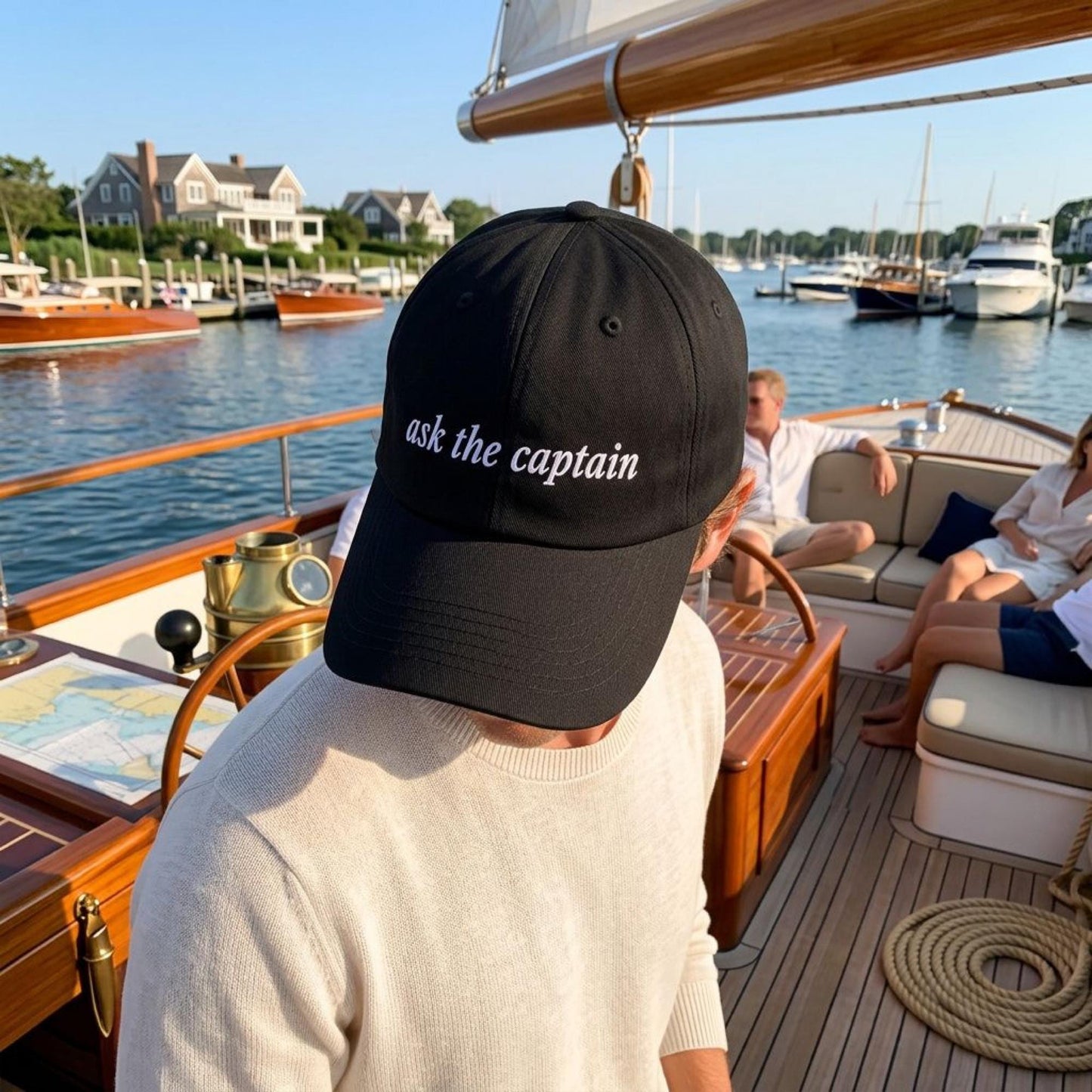 Boat Owner Gift Sailing Enthusiast Lake Life Yacht Club Captain Hat Embroidered Text Baseball Cap Cabin Life Nautical Accessory Yacht Life
