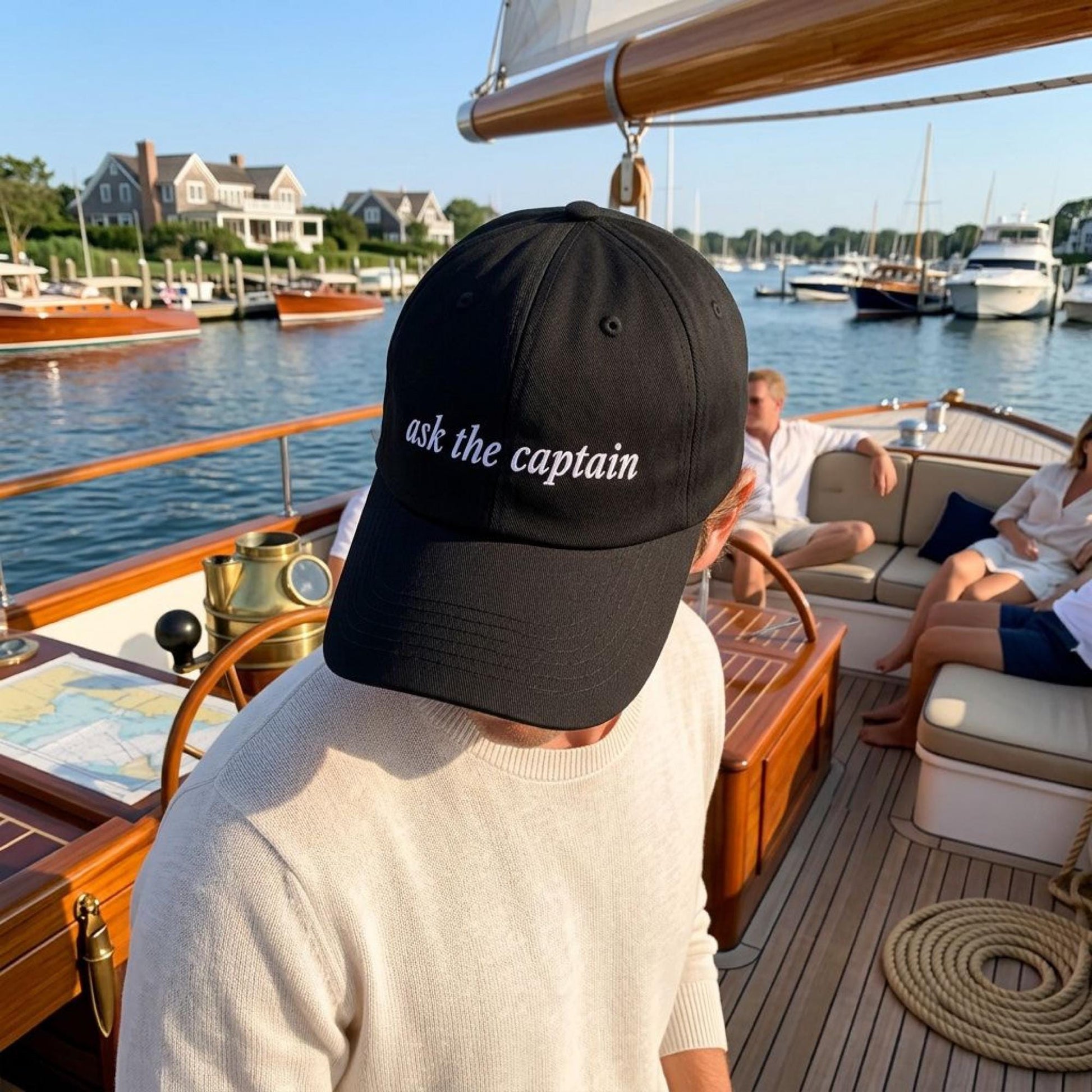 Boat Owner Gift Sailing Enthusiast Lake Life Yacht Club Captain Hat Embroidered Text Baseball Cap Cabin Life Nautical Accessory Yacht Life