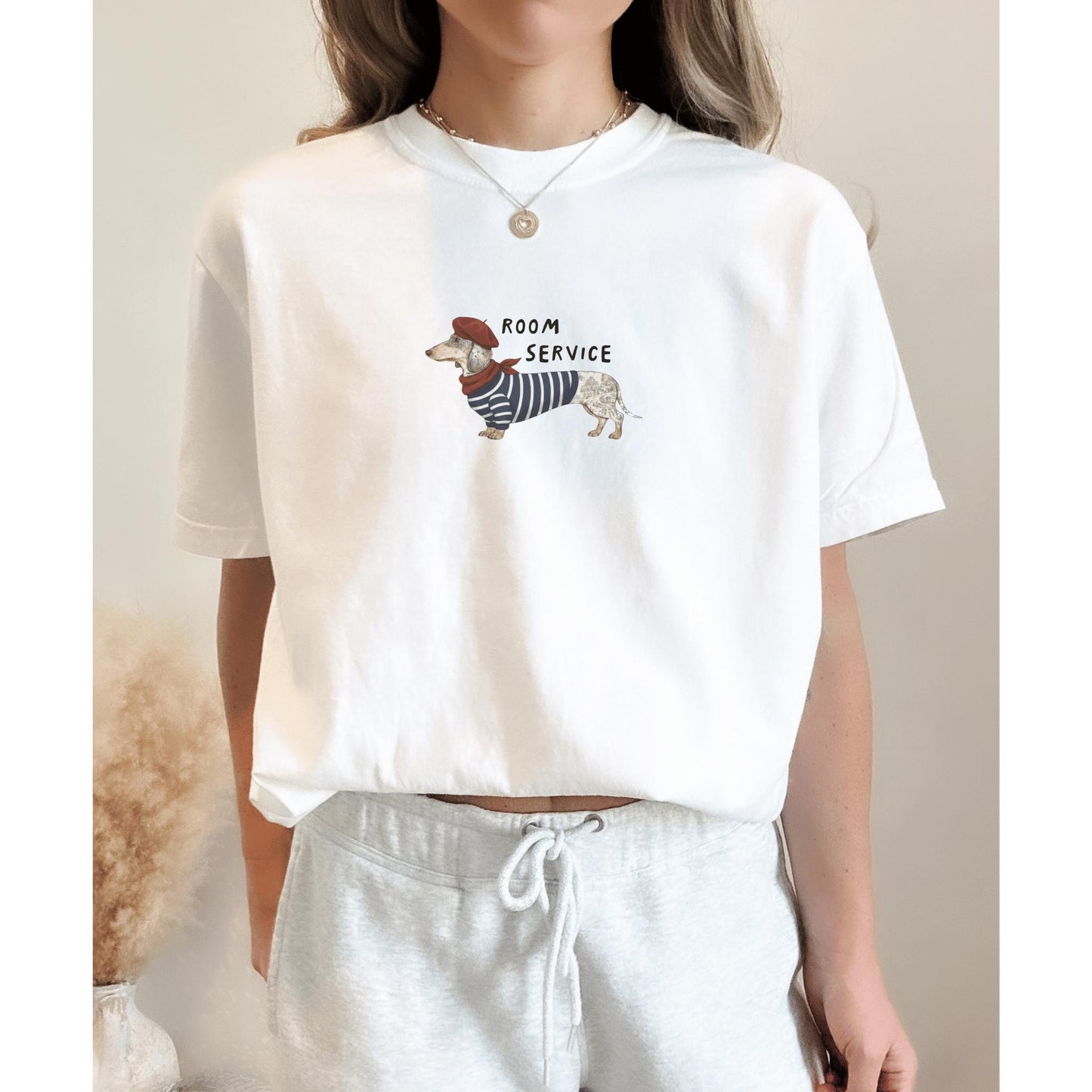 French wiener dog graphic t-shirt comfort color oversized garment dyed tee graphic top for wiener dog mom Parisian dachshund dog tshirt