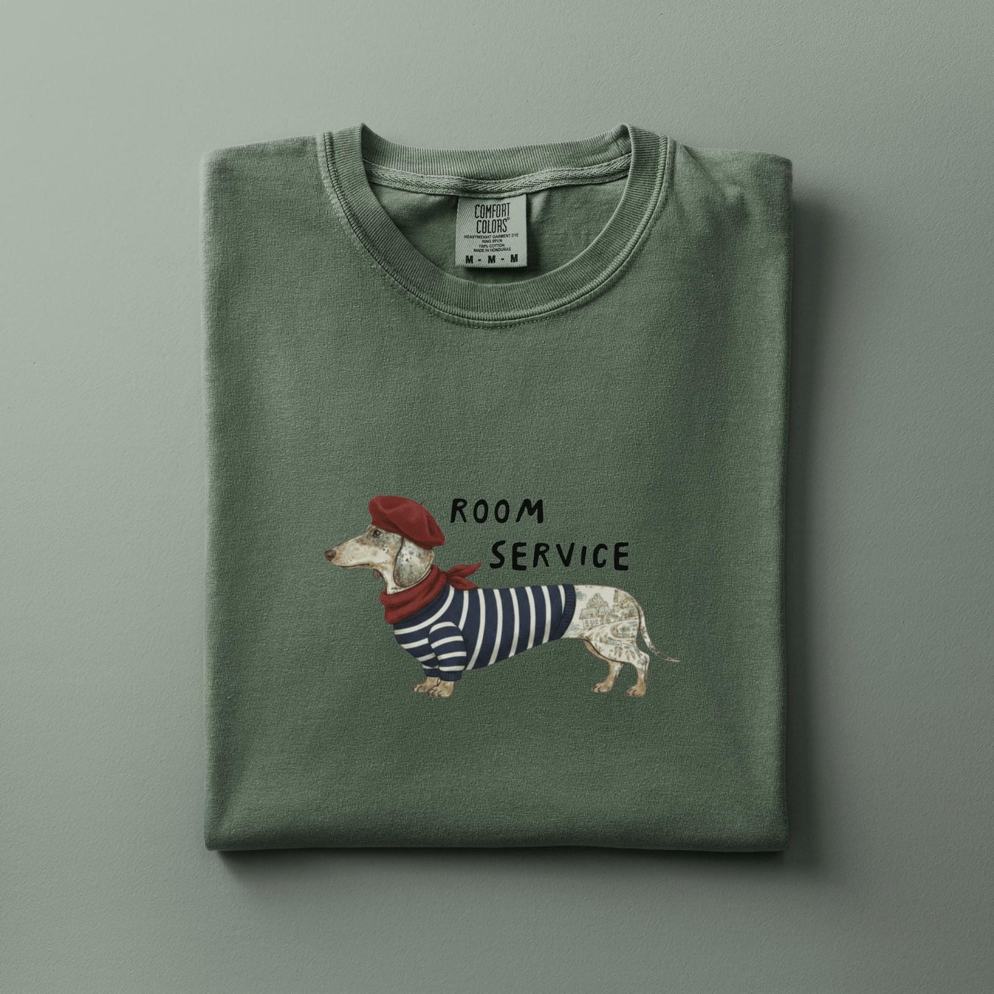 French wiener dog graphic t-shirt comfort color oversized garment dyed tee graphic top for wiener dog mom Parisian dachshund dog tshirt