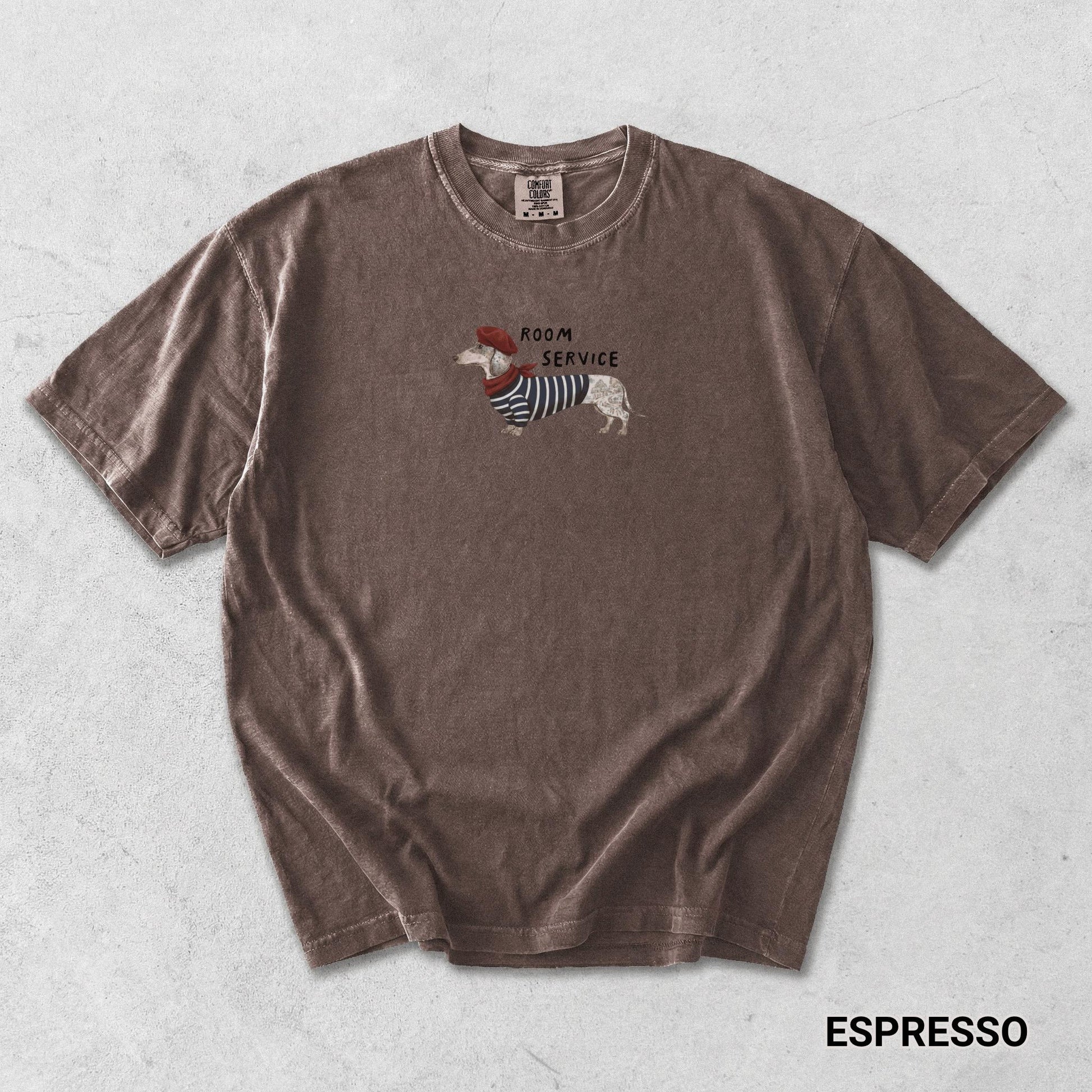 French wiener dog graphic t-shirt comfort color oversized garment dyed tee graphic top for wiener dog mom Parisian dachshund dog tshirt
