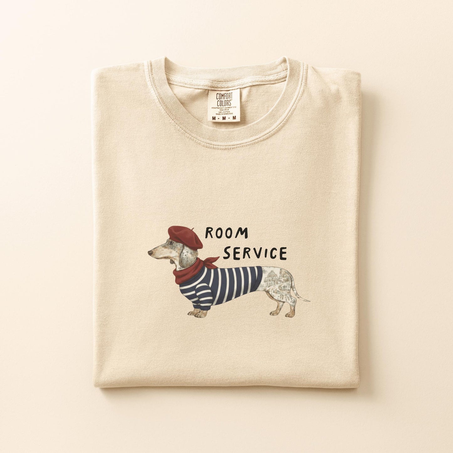 French wiener dog graphic t-shirt comfort color oversized garment dyed tee graphic top for wiener dog mom Parisian dachshund dog tshirt