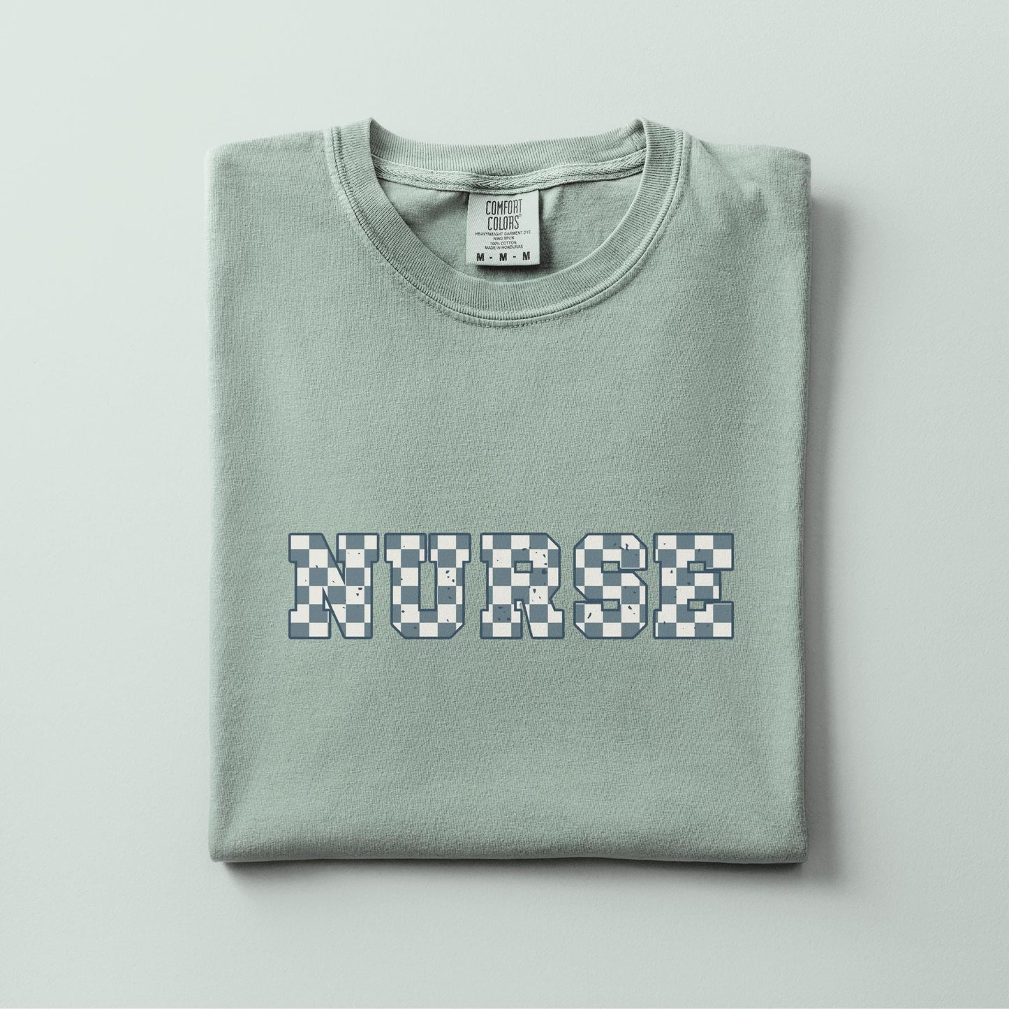 Gift for Registered Nurse Checkered Garment Dyed Comfort Color T-shirt Graphic RN Student Nurse Casual Trendy Tshirt Nurse Appreciation Tee