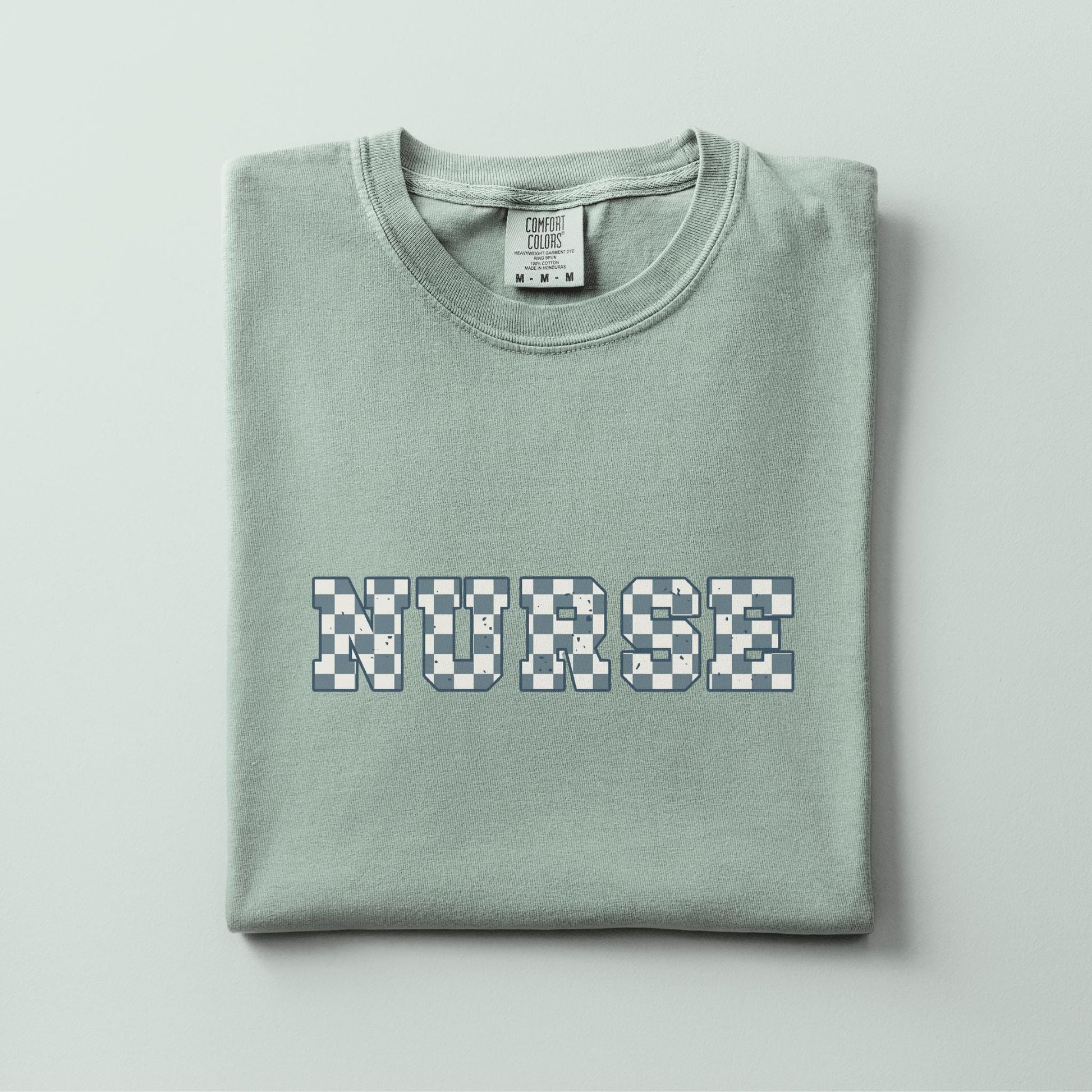 Gift for Registered Nurse Checkered Garment Dyed Comfort Color T-shirt Graphic RN Student Nurse Casual Trendy Tshirt Nurse Appreciation Tee