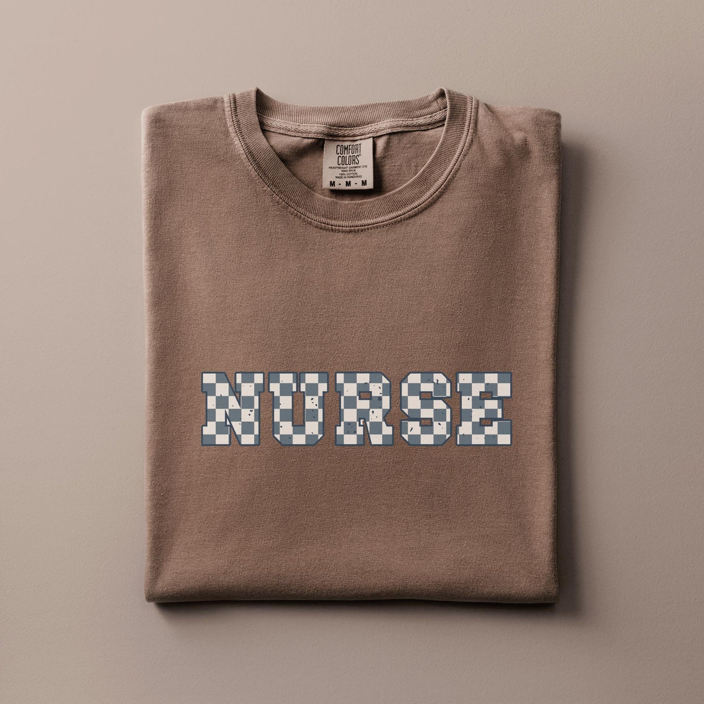 Gift for Registered Nurse Checkered Garment Dyed Comfort Color T-shirt Graphic RN Student Nurse Casual Trendy Tshirt Nurse Appreciation Tee