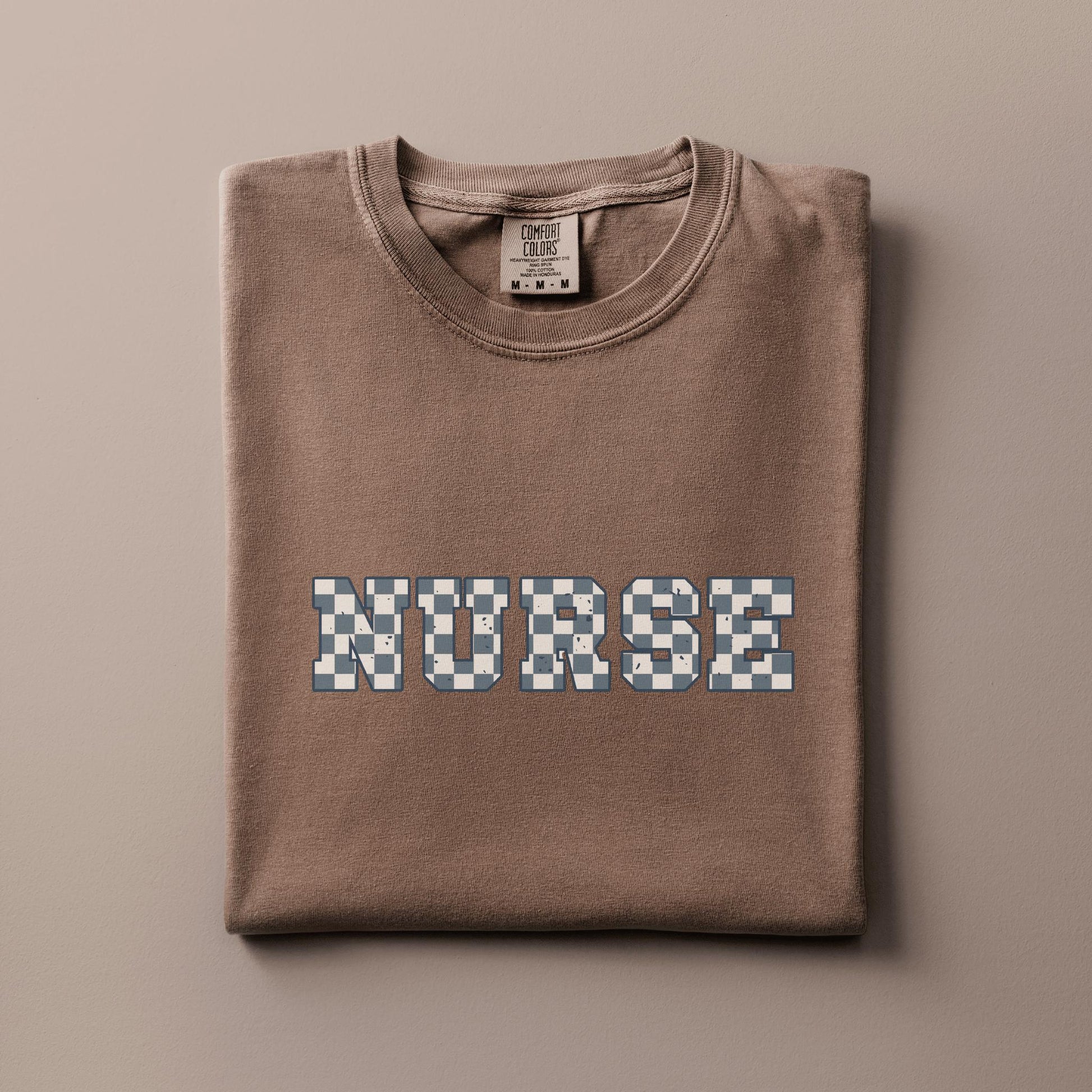 Gift for Registered Nurse Checkered Garment Dyed Comfort Color T-shirt Graphic RN Student Nurse Casual Trendy Tshirt Nurse Appreciation Tee