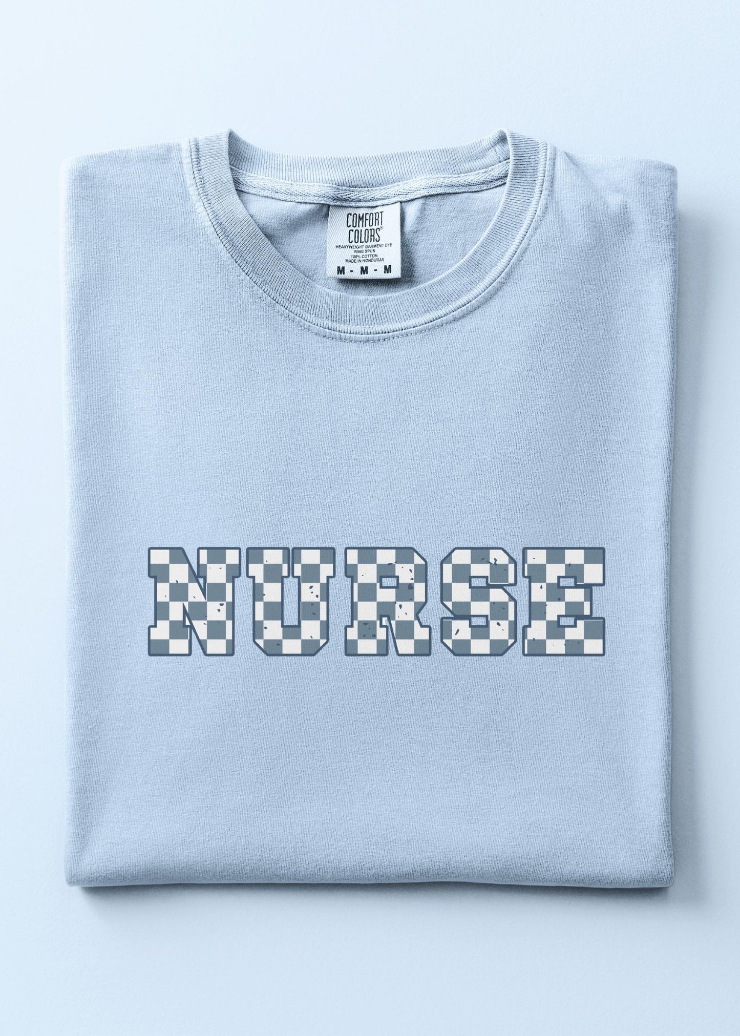 Gift for Registered Nurse Checkered Garment Dyed Comfort Color T-shirt Graphic RN Student Nurse Casual Trendy Tshirt Nurse Appreciation Tee