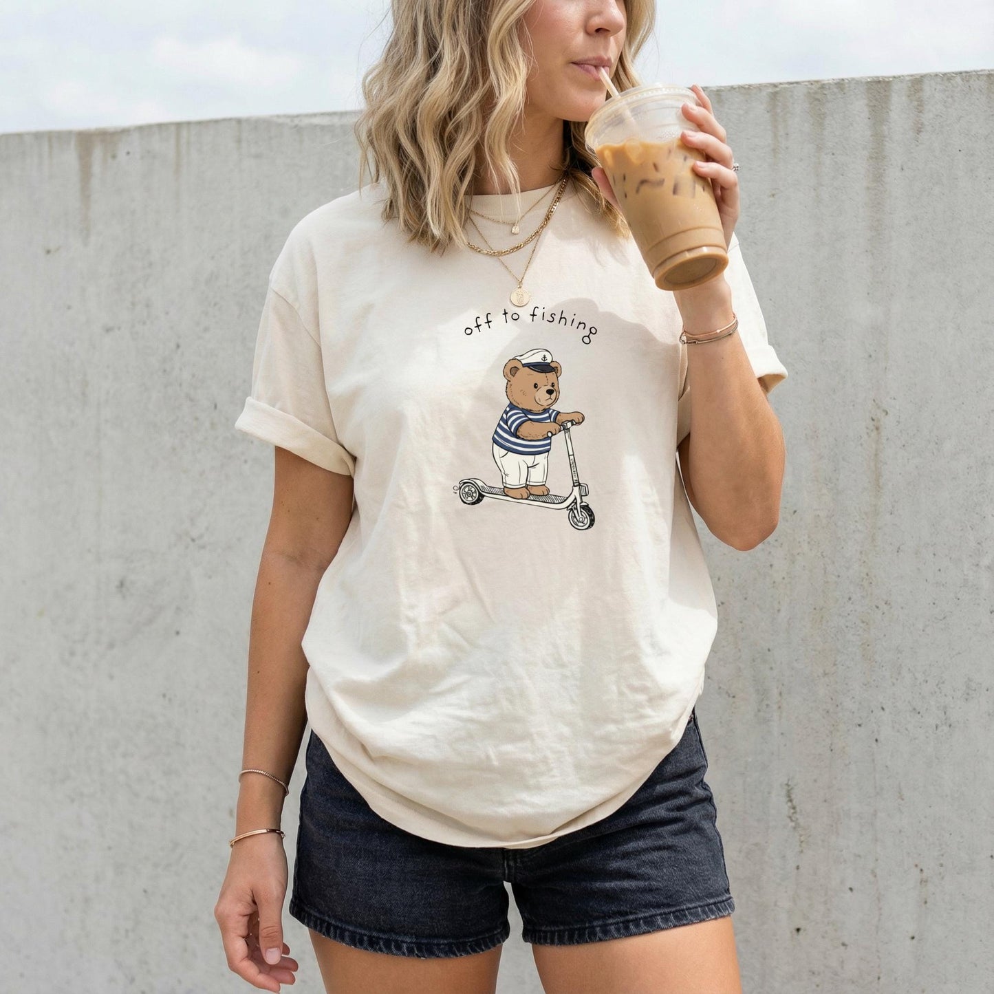 Retro Graphic Nautical Beach Life Tshirt Comfort Color Dyed T-shirt Cottagecore Oversized Lake Life Bear Tee Off to Scooter Fishing Lover