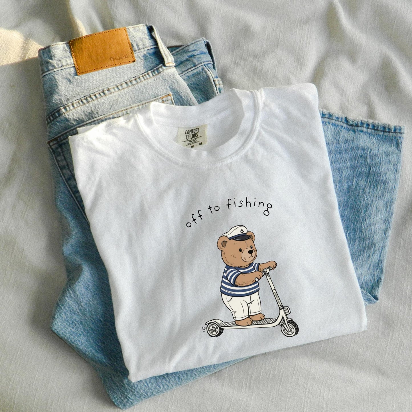 Retro Graphic Nautical Beach Life Tshirt Comfort Color Dyed T-shirt Cottagecore Oversized Lake Life Bear Tee Off to Scooter Fishing Lover