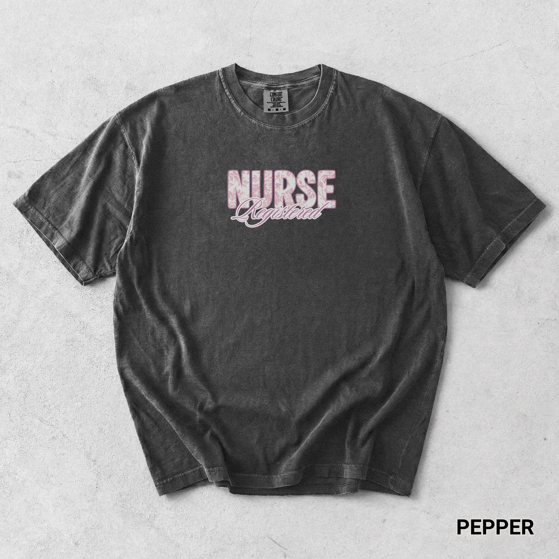 pink french toile registered nurse graphic t-shirt comfort color graphic tshirt