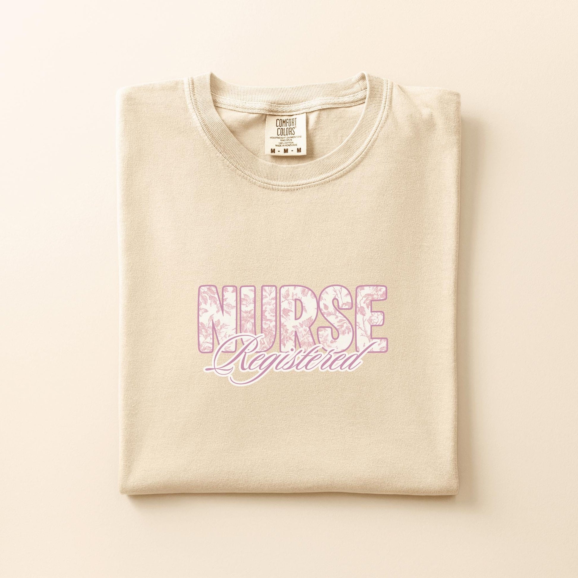 pink french toile registered nurse graphic t-shirt comfort color graphic tshirt