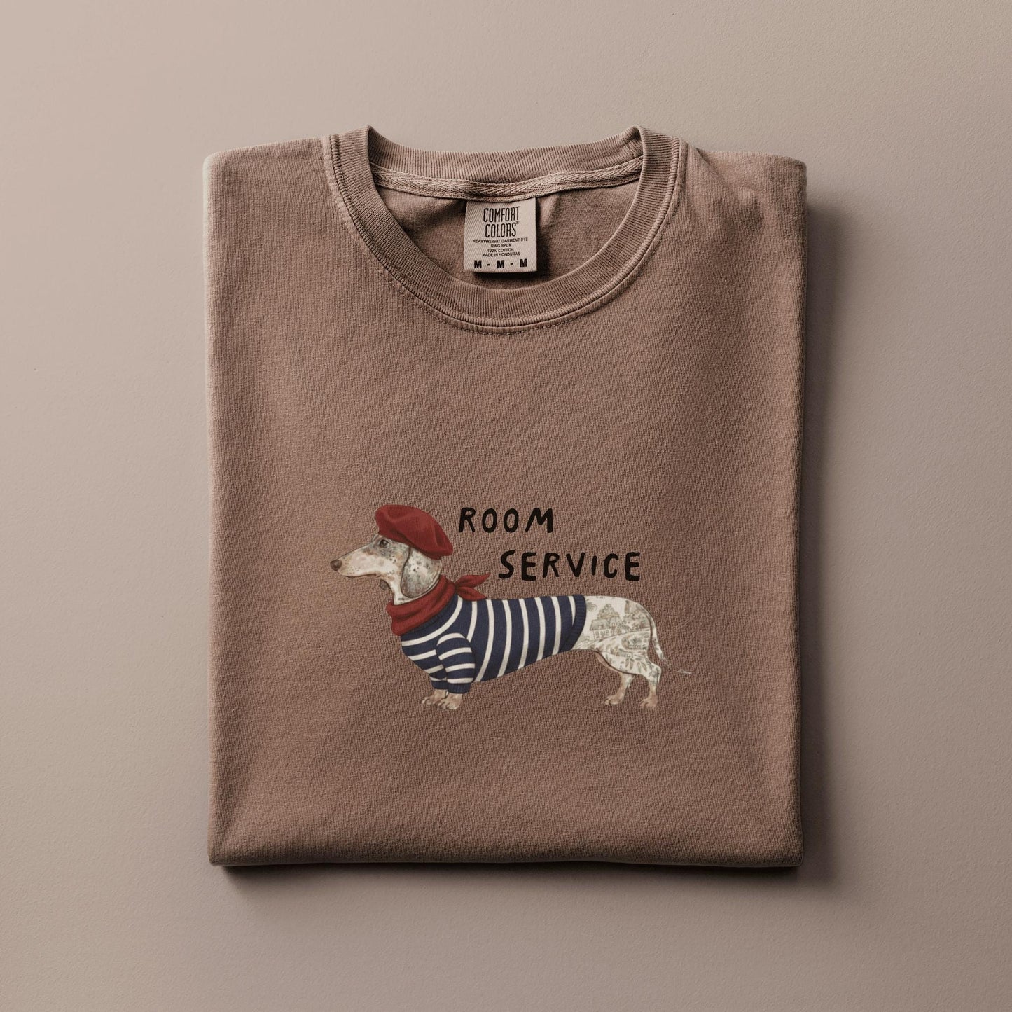 French wiener dog graphic t-shirt comfort color oversized garment dyed tee graphic top for wiener dog mom Parisian dachshund dog tshirt