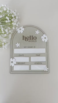 Baby Birth Announcement Sign for Hospital Welcome Baby Arrival Shower Sign for Custom Baby Stat Sign Boho Baby Nursery Decor Newborn Room