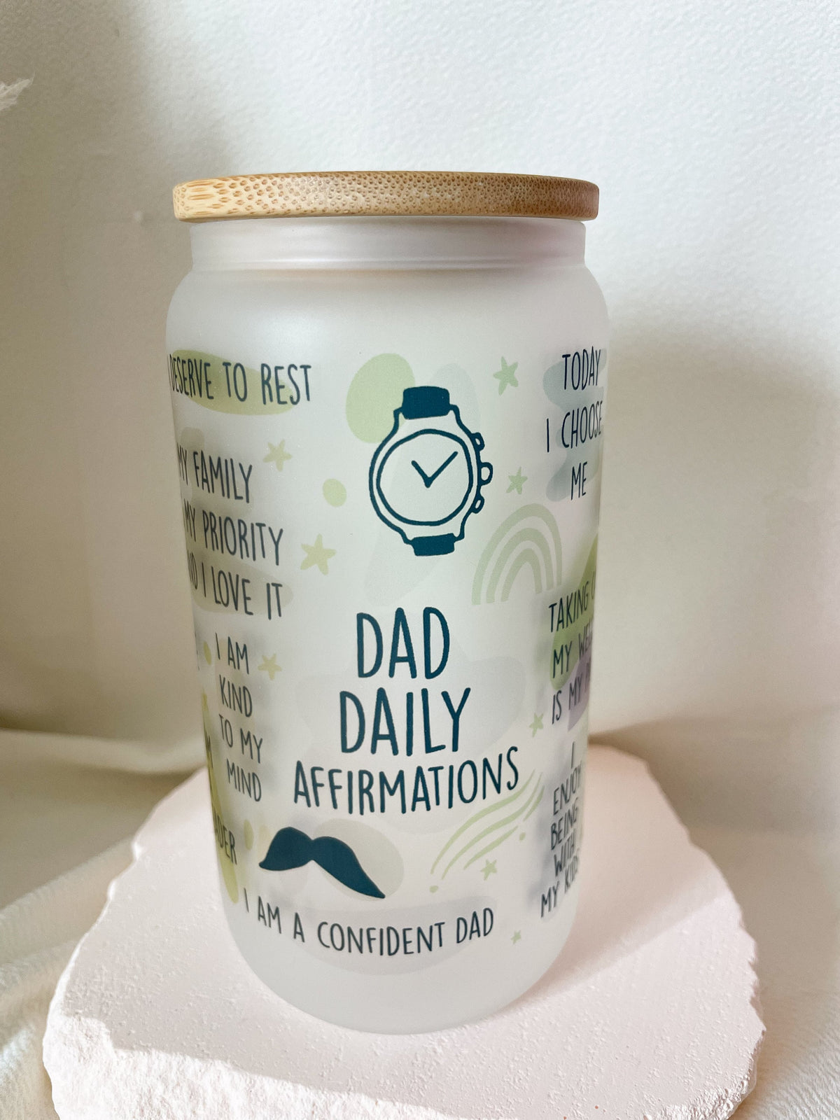 Dad Affirmation Glass Can Tumbler 16 oz Libbey Iced Coffee Cup Tumbler Dad Tumbler Coffee Cup for Husband Coffee Glass Cup with Lid