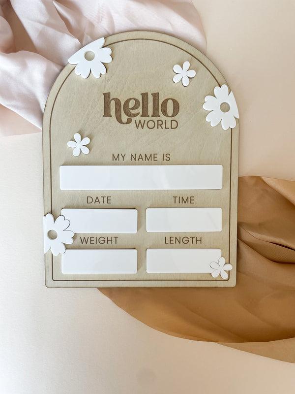 Baby Birth Announcement Sign for Hospital Welcome Baby Arrival Shower Sign for Custom Baby Stat Sign Boho Baby Nursery Decor Newborn Room