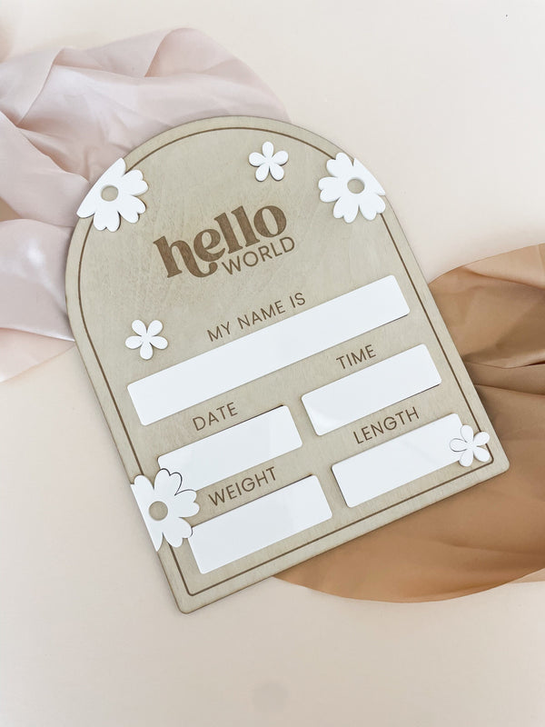 Baby Birth Announcement Sign for Hospital Welcome Baby Arrival Shower Sign for Custom Baby Stat Sign Boho Baby Nursery Decor Newborn Room